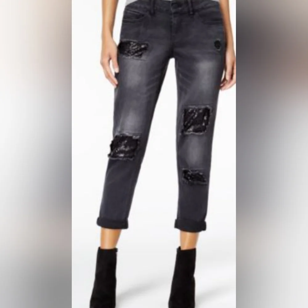 Jeans Dollhouse Womens Juniors Sequinced Distressed  Black Size  5 New With Tag